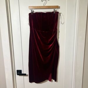 Lulus Strapless Glamorous Celebrations Velvet Dress